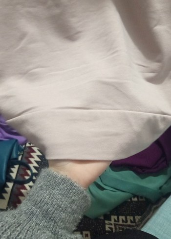 Bej Baskılı Kadın Sweatshirt, Uzun Kollu, Salaş - Görsel 2