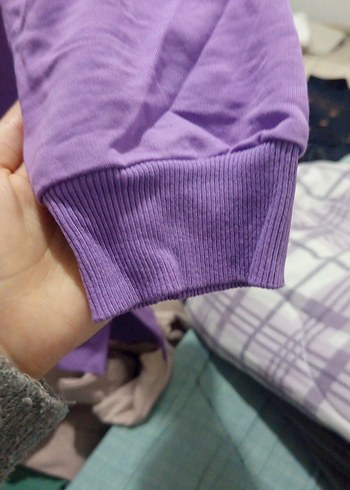 Bej Baskılı Kadın Sweatshirt, Uzun Kollu, Salaş - Görsel 6