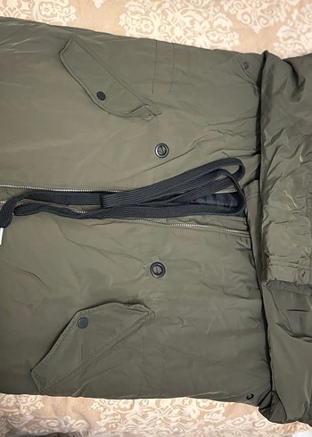 Asker yeşili çıkarılabilir Kapüşonlu Kışlık Kadın Mont - Görsel 4