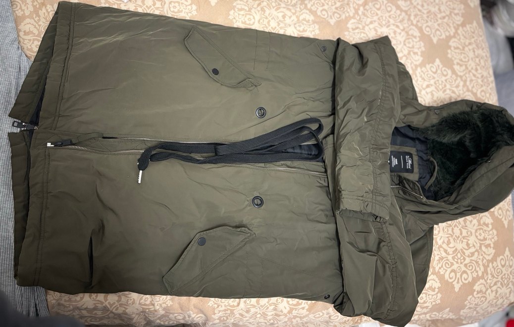 Asker yeşili çıkarılabilir Kapüşonlu Kışlık Kadın Mont - Görsel 4