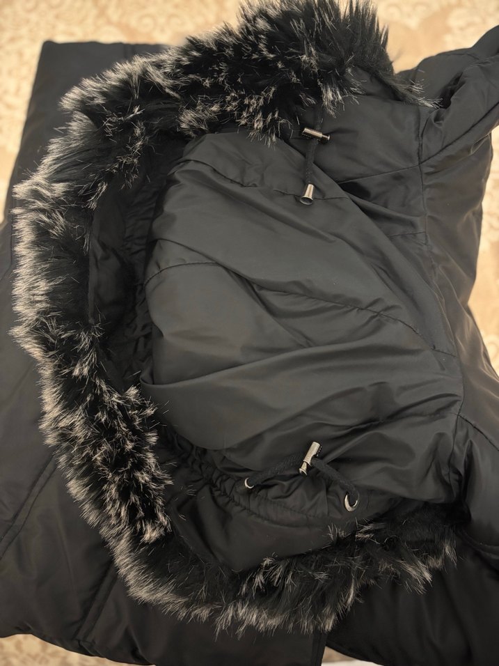 Siyah Kadın Uzun Kışlık Mont Kürklü - Görsel 5