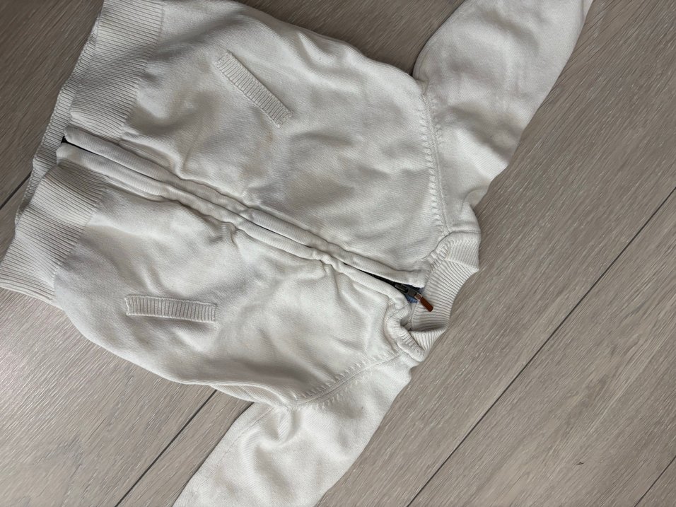 Erkek Bebek Fermuarlı Beyaz Pamuklu Hırka - Görsel 3