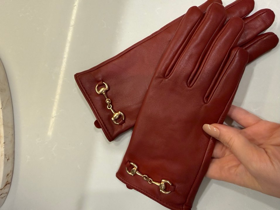 NETWORK Tokalı Bordo Deri Kadın Eldiven - Görsel 2