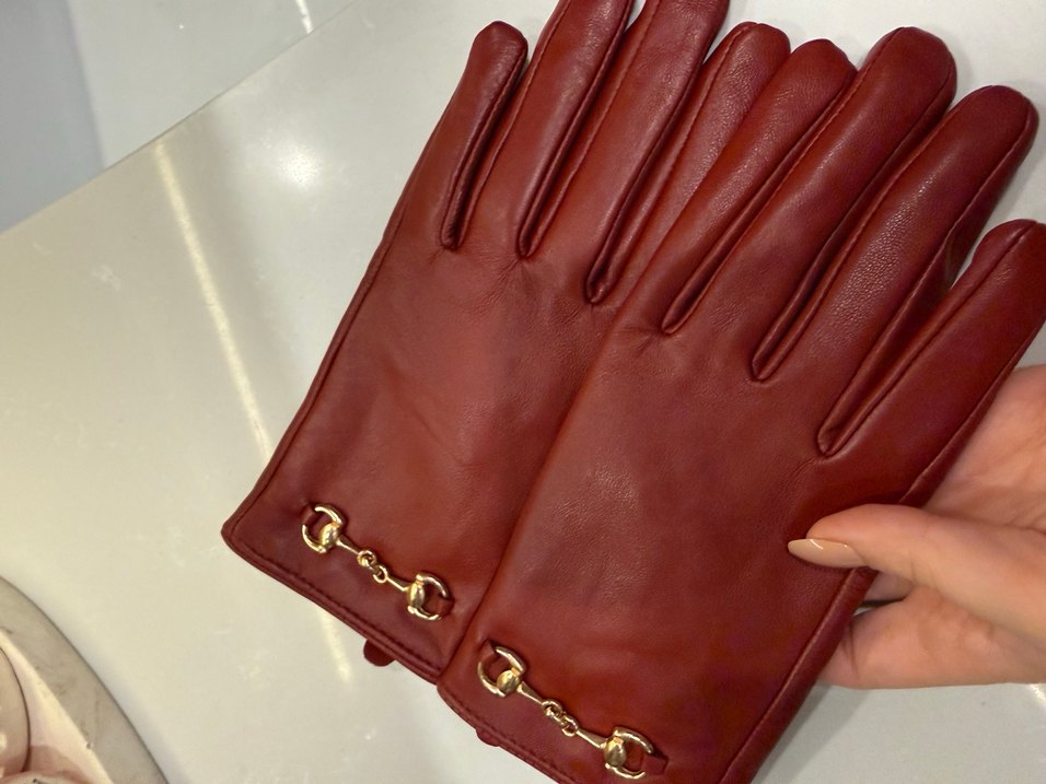 NETWORK Tokalı Bordo Deri Kadın Eldiven - Görsel 3