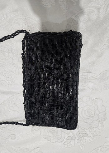 Boncuk İşlemeli Siyah Örgü Kadın Çanta - Görsel 3