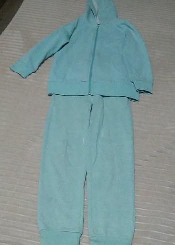 Kız Çocuk Turkuaz Polar Eşofman Takımı - Görsel 2