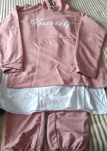 Pembe Rahat Kesim Midi Kadın Eşofman - Görsel 2