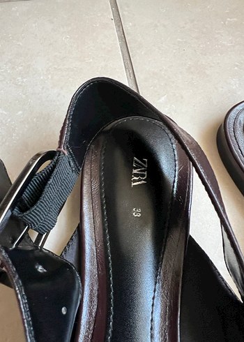 Kahverengi Deri Stiletto Topuklu Kadın Ayakkabı - Görsel 3