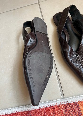 Kahverengi Deri Stiletto Topuklu Kadın Ayakkabı - Görsel 2