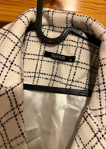 Bej Kareli Düğmeli Kadın Blazer Ceket - Görsel 2