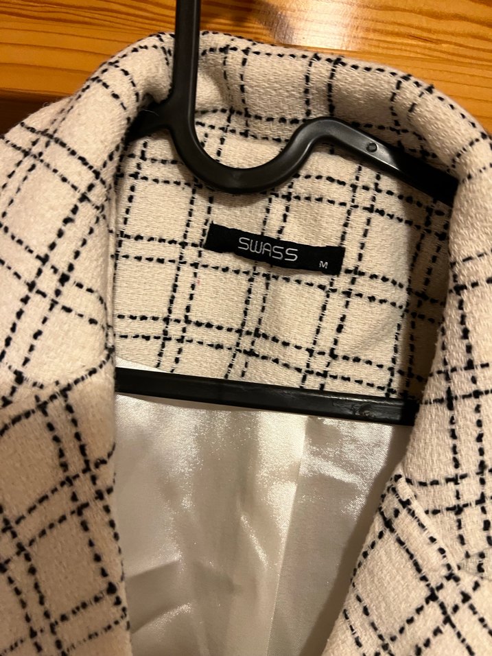 Bej Kareli Düğmeli Kadın Blazer Ceket - Görsel 2