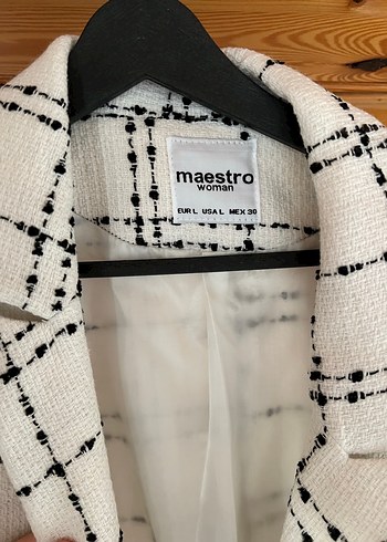 Düğmeli Ekose Midi Blazer - Görsel 4