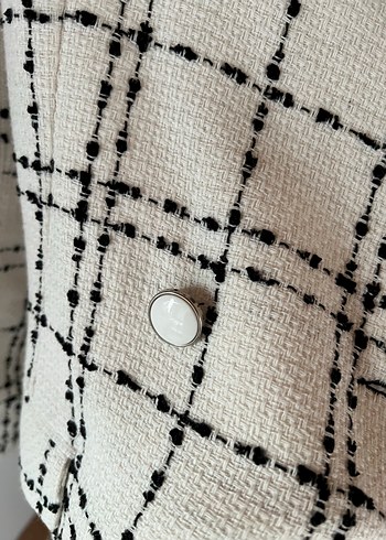Düğmeli Ekose Midi Blazer - Görsel 2