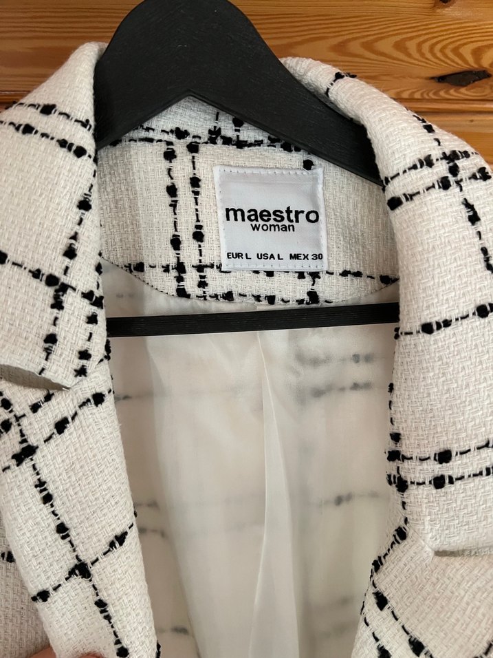 Düğmeli Ekose Midi Blazer - Görsel 4