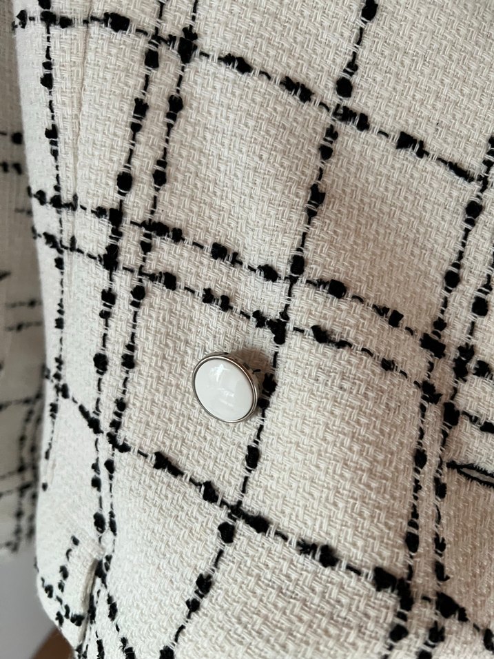 Düğmeli Ekose Midi Blazer - Görsel 2