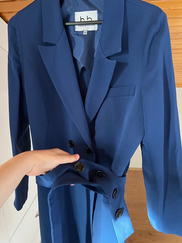 Düğmeli Lacivert Kadın Blazer Ceket - Görsel 4