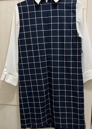 Uzun Kollu Kareli Midi Elbise - Görsel 4