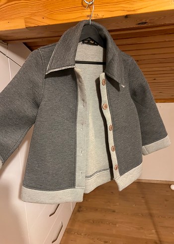 Düğmeli Gri Midi Kadın Kaban - Görsel 2