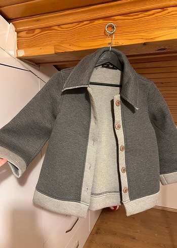 Düğmeli Gri Midi Kadın Kaban - Görsel 3