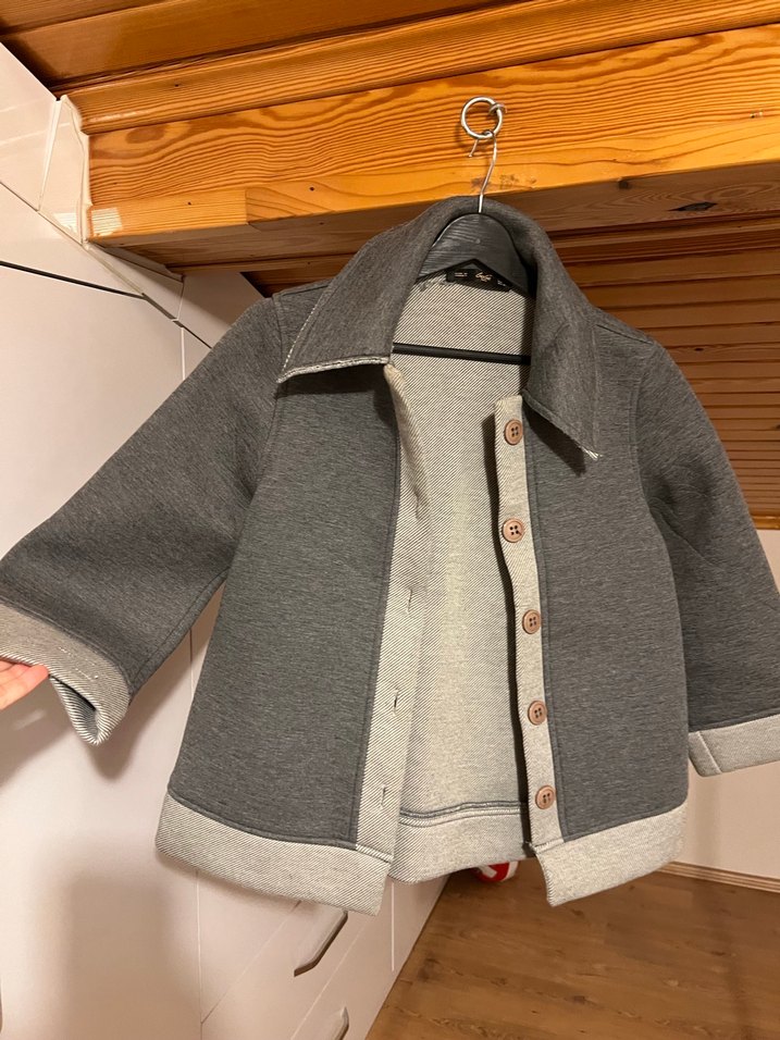 Düğmeli Gri Midi Kadın Kaban - Görsel 3