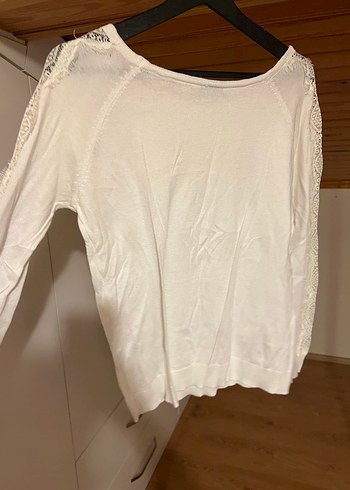 Dantel Detaylı Beyaz Kadın Triko - Görsel 6