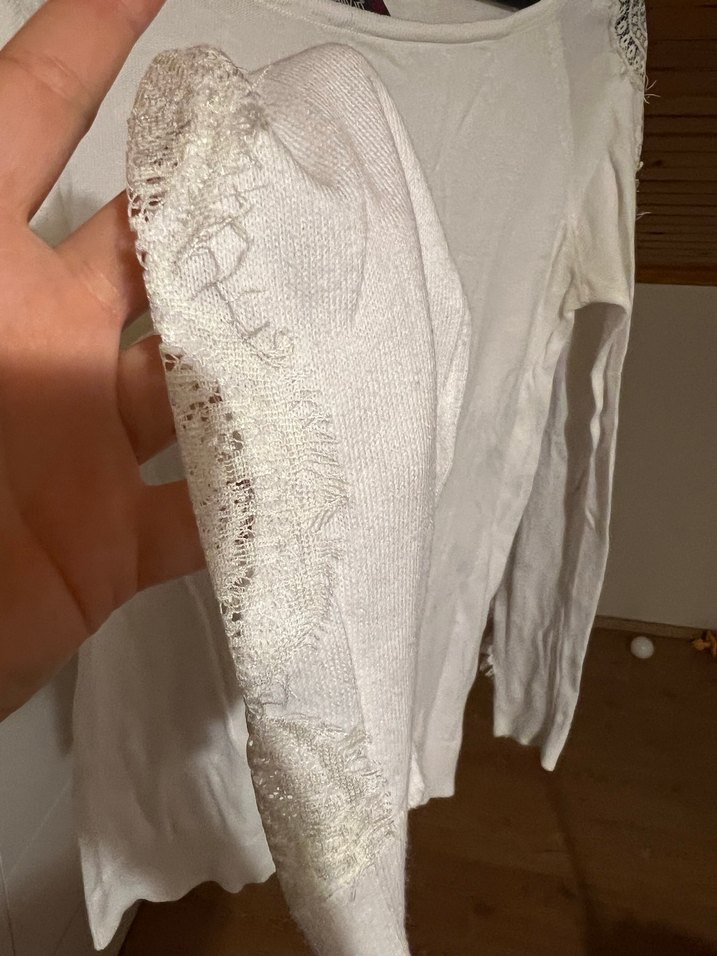 Dantel Detaylı Beyaz Kadın Triko - Görsel 3