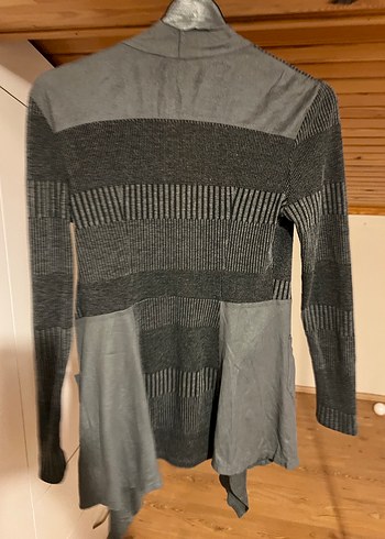 Gri Midi Kadın Hırka, Dökümlü, Uzun Kollu - Görsel 7