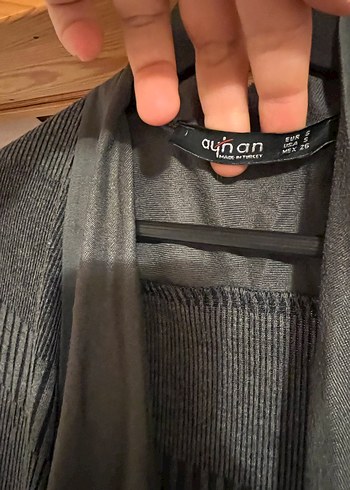 Gri Midi Kadın Hırka, Dökümlü, Uzun Kollu - Görsel 6