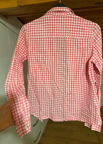 Pembe Kareli Uzun Kollu Pamuklu Gömlek - Görsel 7