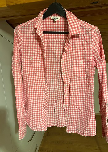 Pembe Kareli Uzun Kollu Pamuklu Gömlek - Görsel 3