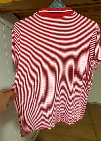 Kırmızı Çizgili Düğmeli Erkek Polo Tişört - Görsel 4