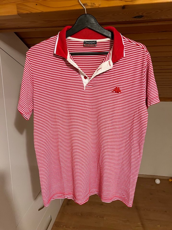 Kırmızı Çizgili Düğmeli Erkek Polo Tişört - Görsel 3