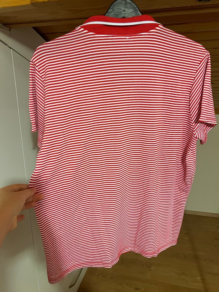 Kırmızı Çizgili Düğmeli Erkek Polo Tişört - Görsel 4