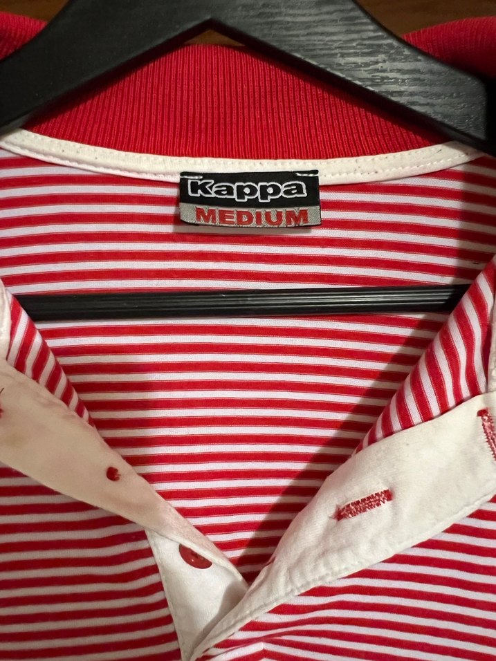 Kırmızı Çizgili Düğmeli Erkek Polo Tişört - Görsel 2