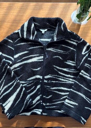Zebra Desenli Fermuarlı Kadın Ceket