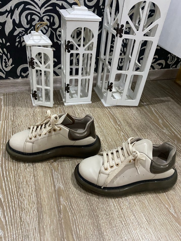 Kadın krem rengi ayakkabı - Görsel 3