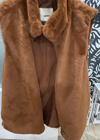 Kahverengi Kürklü Kadın Yelek - Görsel 3