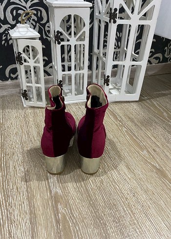 Bordo Süet Kadın Dolgu Topuklu Bot - Görsel 4