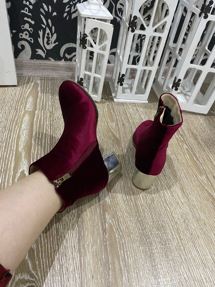 Bordo Süet Kadın Dolgu Topuklu Bot - Görsel 2