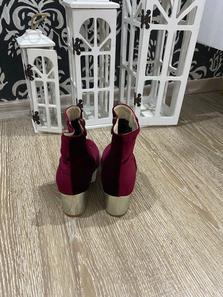 Bordo Süet Kadın Dolgu Topuklu Bot - Görsel 4