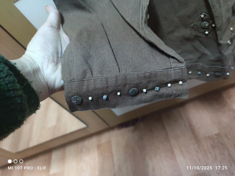 Nakışlı keten bluz bohem - Görsel 4