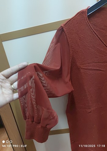 Tül kollu bluz kışlık - Görsel 2