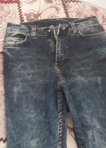 Kadın Mavi Bağlamalı Slim Fit Midi Denim Pantolon - Görsel 2