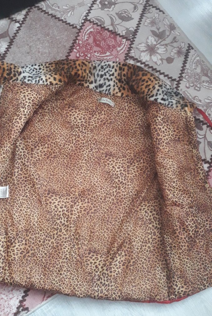 Leopar Detaylı Kırmızı Kadın Yelek - Görsel 2