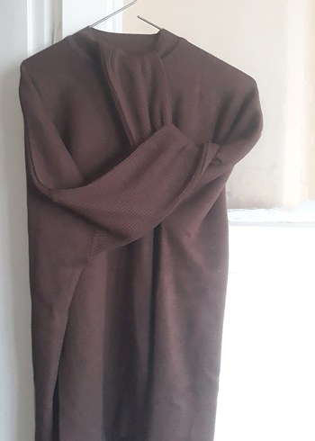 Kahverengi Bohem Yün Kadın Kazak - Görsel 3