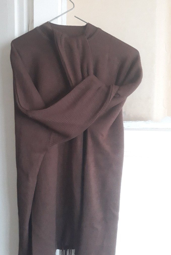 Kahverengi Bohem Yün Kadın Kazak - Görsel 3