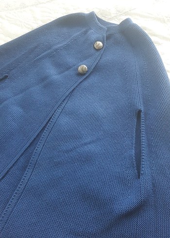 Mavi Triko Midi Hamile Hırka - Görsel 2