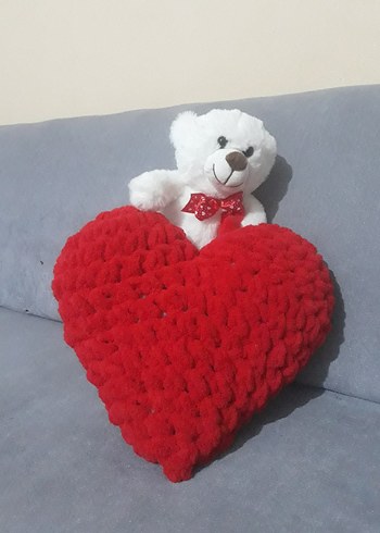 Büyük boy Kırmızı Kalp Yastık L boy - Görsel 3