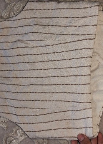 Bershka Bej Çizgili Keten Kadın Yelek