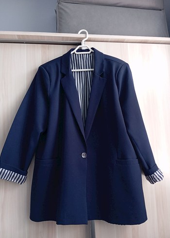 Düğmeli Lacivert Kadın Blazer Ceket